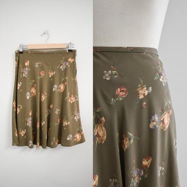 1990s Floral Rayon Mini Skirt 