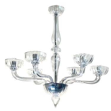 A Murano Clear Glass 6-light Chandelier; Signed and Dated 'CMV Murano 1998'