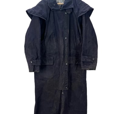 Vintage Blue Wax Cotton Oilskin Duster Jacket Large