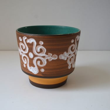 Mid Century Modern Ceramic Planter Pot by B.P.F. Heffen, Made in Belgium 