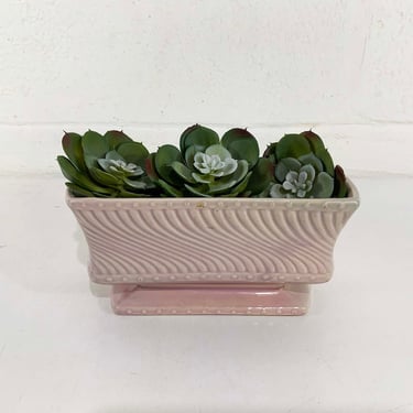 Vintage Pink McCoy Planter Art Deco Powder White Pedestal Ceramic Pottery Bowl Pot Mid-Century Pot MCM USA 1950s 