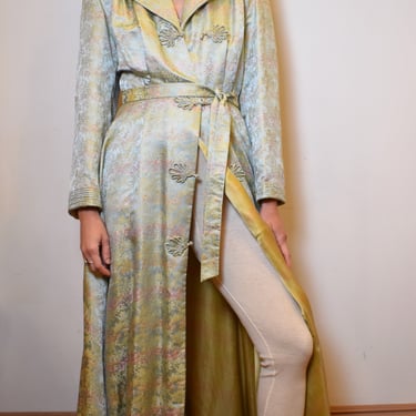Icy Blue Silk Embroidered Robe