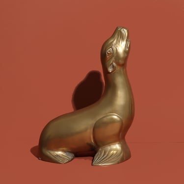 Vintage Brass Seal Figurine, Brass Animal 