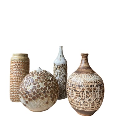 Grouping of Mid 20th Century Textural Studio Pottery