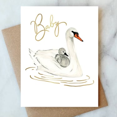 Swans Baby Greeting Card