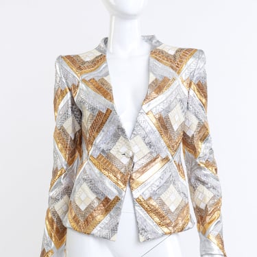 Metallic Patchwork Python Blazer