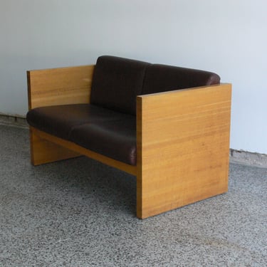 Milo Baughman Inspired Butcher Block 2-Seat Sofa 