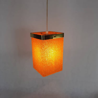 Granulated Acrylic Pendant Lamp / 1970s Plastic Pendant Light / Space Age / lucite, Vintage Pendant Lamp 