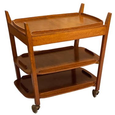 Free Shipping Within Continental US - Vintage Mid Century Modern3 Tiered Cart in the Style of Hundevad. UK Import 