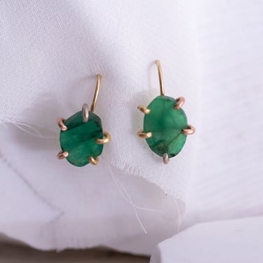 14K-18K Gold Brazilian Emerald Hook Earrings