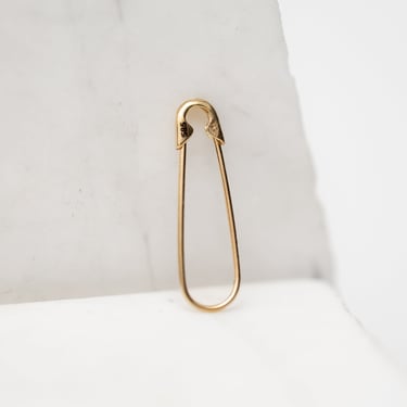 Single 14K Yellow Gold Safety Pin Earring