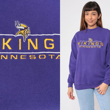 90s Minnesota Vikings Sweatshirt Logo Athletic Football Shirt NFL Retro Sport Streetwear MN Athletic Graphic Vintage 1990s Men's Medium 