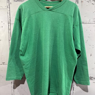 Vintage 70s Blank Russell  Jersey Shirt with Crest Football Kelly Green 