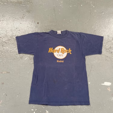 Size Medium Vintage 90s Hard Rock Cafe Graphic Short Sleeve T Shirt Mens Navy Blue 