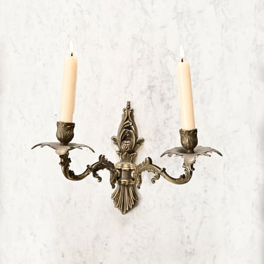 vintage French ormolu rococo style candle sconce