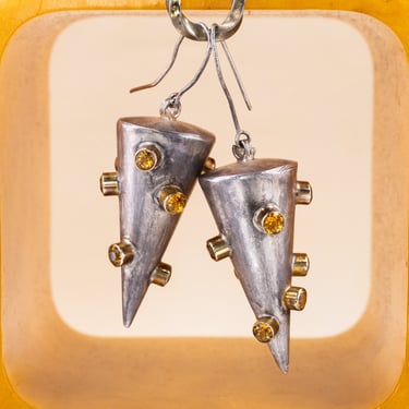 Madeira Citrine & Silver Cone Earrings c1990