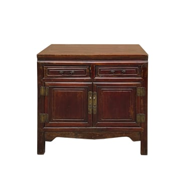 Vintage Chinese Carving Brown Drawers Side Table Credenza Cabinet cs7801E 