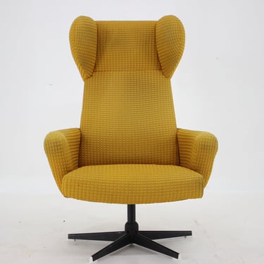 1970s Swivel Wing Chair, Czechoslovakia / Vintage Armchair 