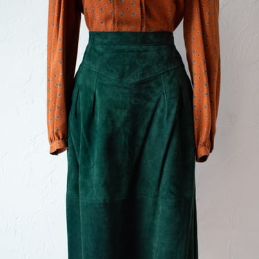 Vintage Green Buckskin Suede Skirt M/L