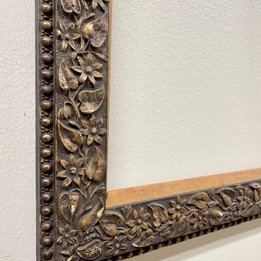 Large Antique Dark Wood Picture Frame | Tall Antique Dark Wood Frame | Ornate Rustic Frame | Shabby Chic Frame | Large Carved Wood Frame 