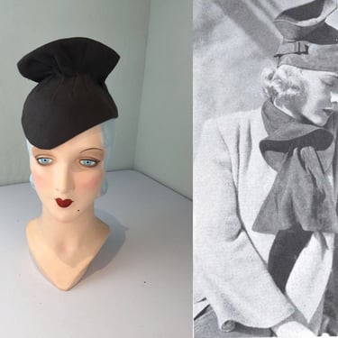 Gone Over In Her Head - Vintage 1930s Gray Felt Slouch Peaked Stove Top Slant Hat - Museum Quality 