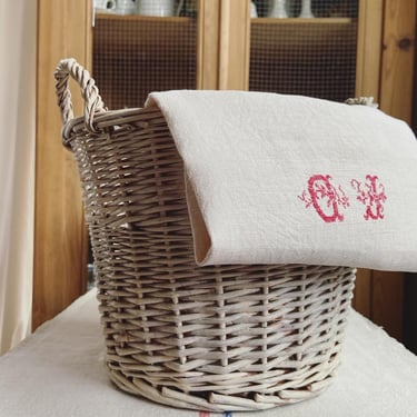 Beautiful vintage  French white wash basket 