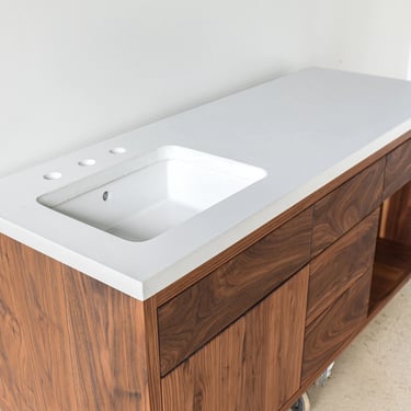 Concrete Floating Vanity Top / Rectangle Undermount Sink 