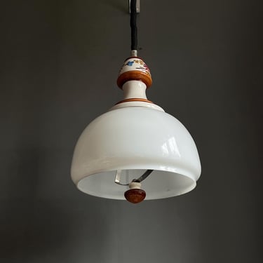 Mid Century Opalin Glass pendant / 70's  lamp / Vintage Space Age ceiling lamp / Vintage  ceiling / White glass / 