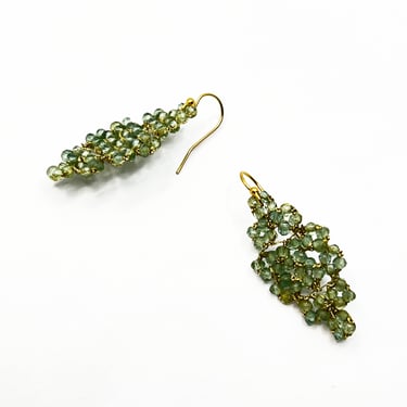 Danielle Welmond | Woven Green Apatite Earrings w/ Gold Cord