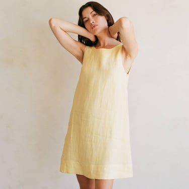 a.ren | Woven Linen Mini Dress in Pineapple