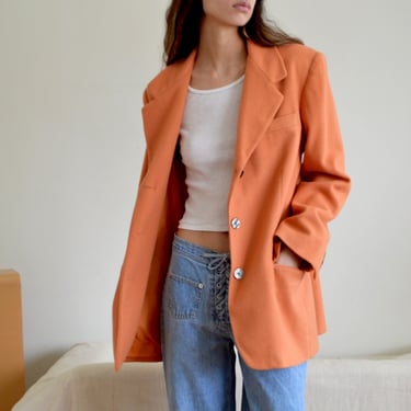 lambswool pale orange long line blazer jacket 