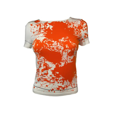 Hermes Orange Splatter Logo T-Shirt