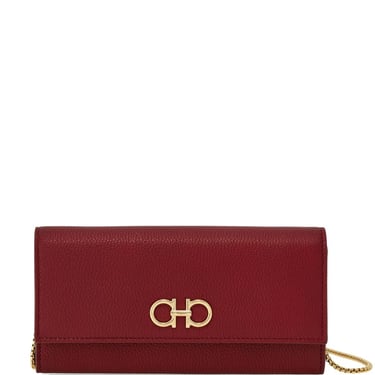 Ferragamo Women Gancini Leather Wallet On Chain