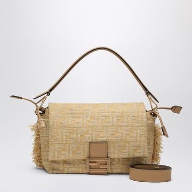 Fendi Small Crochet Raffia Shopping Bag Ff Beige Women