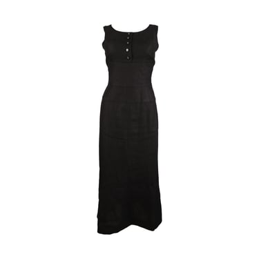 Chanel Black Linen Logo Button Dress