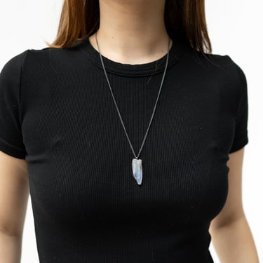 Oxidized Sterling Silver and Asymmetric Kyanite Pendant Necklace