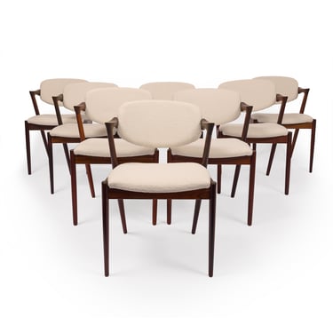 Vintage 1950s Kai Kristiansen Model 42 Dining Chairs Set of Eight 