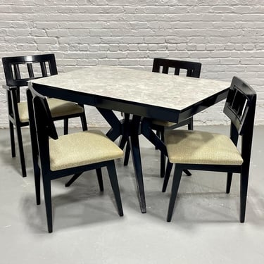 Atomic Mid Century Modern Ebonized Dining Set – Table + 4 Chairs, c. 1950s 