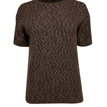 Theory - Brown & Grey Mohair-Wool Blend Short Sleeve Sweater Sz P