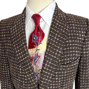 Vintage 1950s ATOMIC FLECK Wool Rockabilly Blazer ~ 36 R ~ sport coat / jacket ~ Donegal Tweed ~ Elvis ~ VLV ~ 