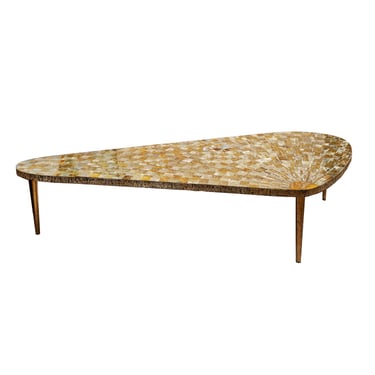 Chic Italian Artisan Coffee Table with Tessellated Glass Top 1950s