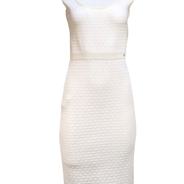 Carolina Herrera - Ivory Geometric Print Knit Sheath Dress Sz S