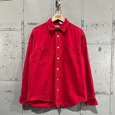 90s Levis red cotton Button Up Shirt Men’s medium 