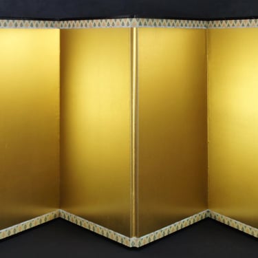 Minimalist Japan gold leaf Byobu wind screen Zen foldable 1980 art craft 