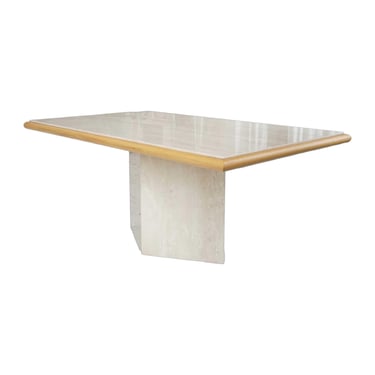 Travertine Table with Wood Accent 