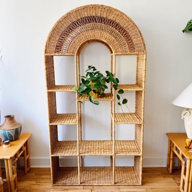 Vintage Arched Wicker Etagere