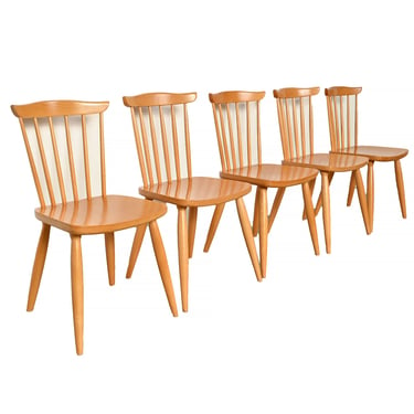 Beech Dining Chair Set of 5 Mid Century Modern Danish Modern 
