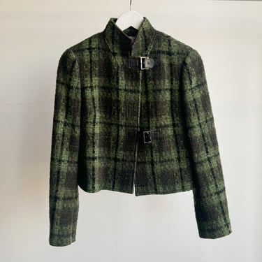 Fern Plaid Wool Cropped Jacket