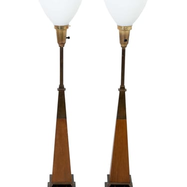 Pair of Tommi Parzinger Obelisk Lamps