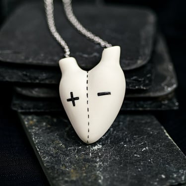 '+/-' Glazed Porcelain Anatomical Heart Necklace